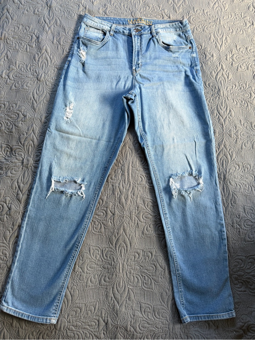 Massini Light Blue Distressed Boyfriend Jeans